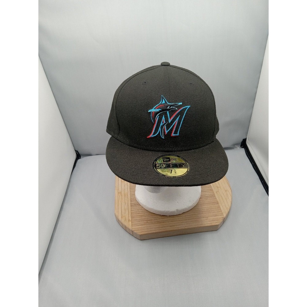 Miami Marlins‎ New Era MLB 59Fifty 7 5/8 Men's Fitted Hat Miami Blue/Black